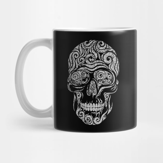Swirly Skull (grey) by VectorInk